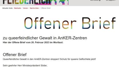 Offener Brief zur Lage von queeren, geflüchteten Menschen in AnKER Zentren